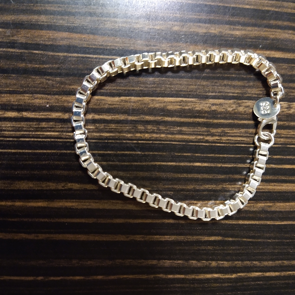 White gold plated 925 silver cube bracelet